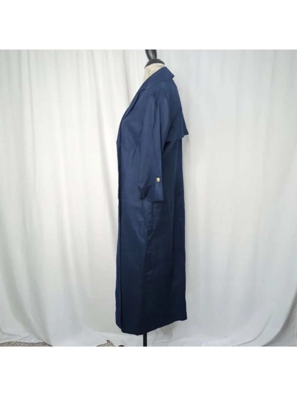 Vintage 90s Talbots Double Breasted Dress 8 Medium Blue Linen - Picture 5 of 10
